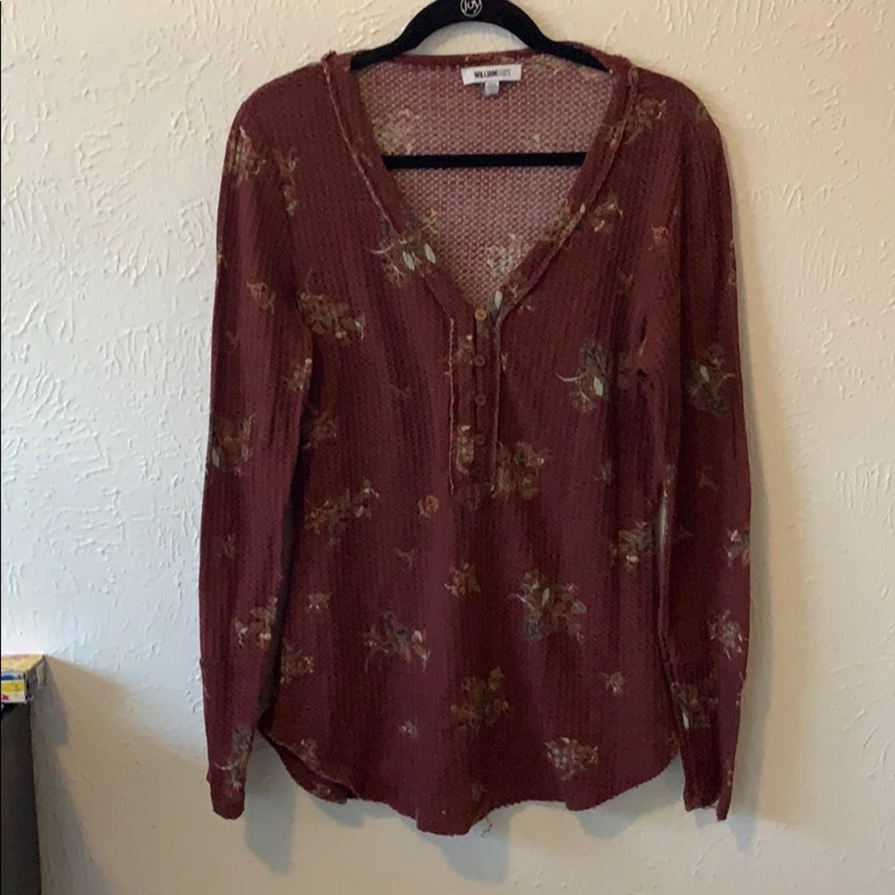 Thermal Henley with floral print xtra long sleeves